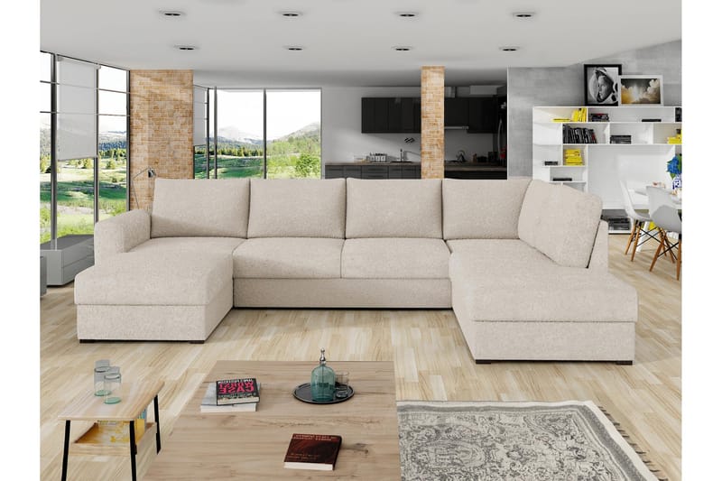 Taberk Soffa med Divan och Schäslong 4-sits - Beige - Products - Möbler - Soffa - Divansoffa & schäslongsoffa - 4 sits soffa med divan