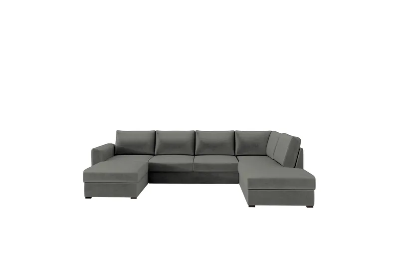 Taberk Soffa med Divan och Schäslong 4-sits, Grå