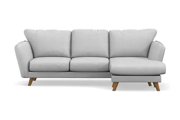 Trend Lyx 3-sits Högervänd L-formad Divansoffa i Tyg, Ljusgrå