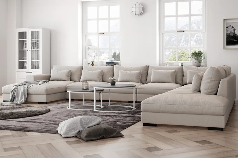 Dubai U-modulsoffa Large med Divan Vänster Extra Djup - Beige - Products - Möbler - Soffa - U-soffa