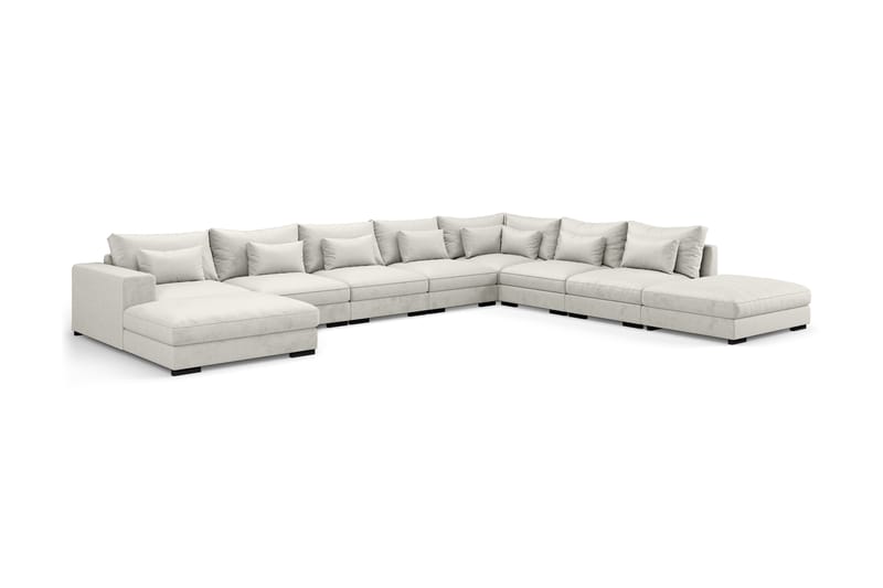 Dubai U-modulsoffa Large med Divan Vänster Sammet Extra Djup - Vit - Products - Möbler - Soffa - U-soffa