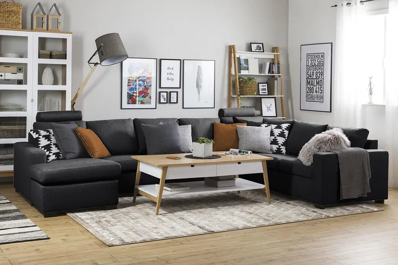 Crazy 6-sits Vänstervänd U-formad X-Large Hörnsoffa med divan i Tyg - Mörkgrå - Products - Möbler - Soffa - Hörnsoffa - Hörnsoffa med divan