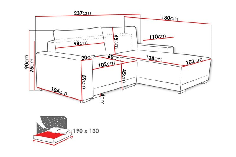 Denegal 3-sits Hörnsoffa - Products - Möbler - Soffa - Hörnsoffa