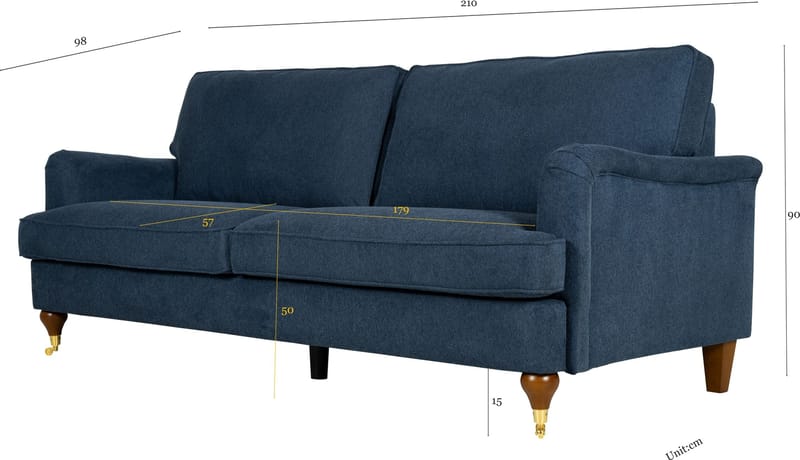 Howard Watford Deluxe 3-sits soffa - Blå - Mörkblå - Products - Möbler - Soffa - Howardsoffa