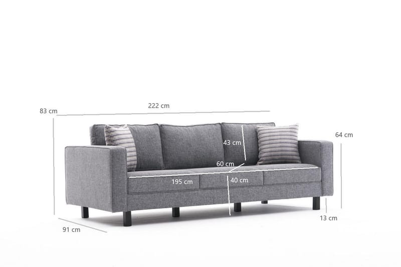 Kaletea Soffa 3-sits - Grå - Products - Möbler - Soffa - 3 sits soffa
