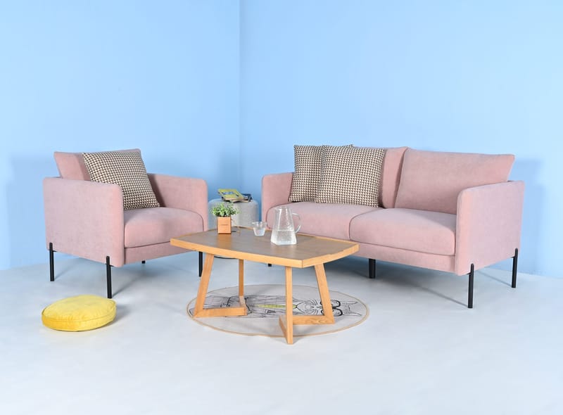 Kingsley 2,5-sits soffa i rosa sammet, Ljusrosa sammet (Letto ljusrosa 1073)