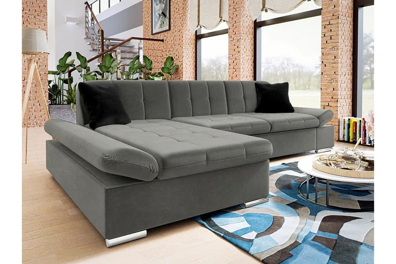 Kintore 3-sits Hörnsoffa Dark grey - Products - Möbler - Soffa - Sammetssoffa