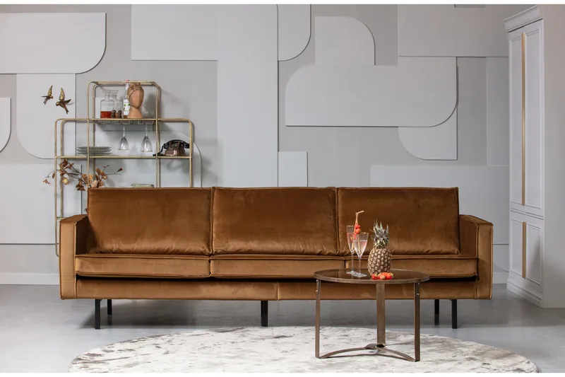 Lissbon 3-sits Sammetssoffa - Gul - Products - Möbler - Soffa - 3 sits soffa