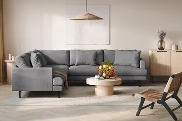 Menard 6-sits Vänstervänd L-formad Hörnsoffa i Tyg - Mörkgrå - Products - Möbler - Soffa - Hörnsoffa