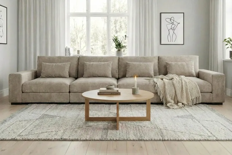 Dubai 4-sits soffa Extra Djup i Chenille - Brun - Products - Möbler - Soffa - Modulsoffa - Komplett modulsoffa