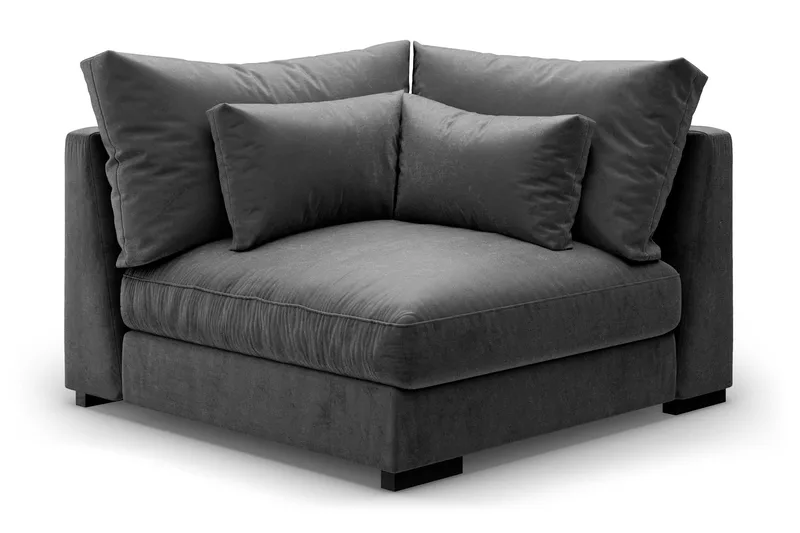 Dubai Hörnmodul Sammet Extra Djup - Mörkgrå - Products - Möbler - Soffa - Modulsoffa - Hörnmodul