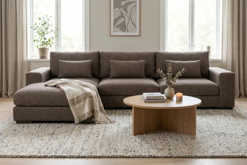 Dubai Mittmodul i Tyg Extra Djup - Mörkbrun - Products - Möbler - Soffa - Modulsoffa - Mittmodul