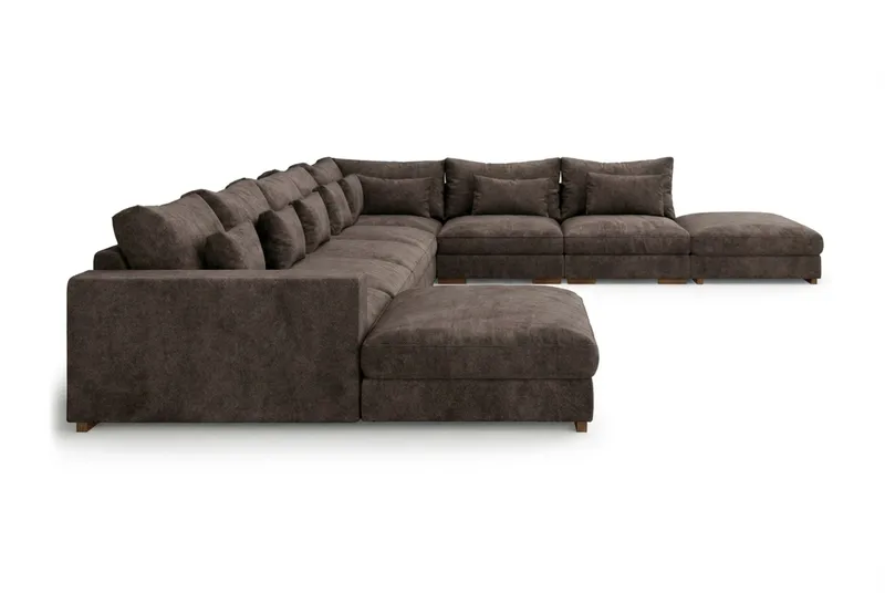 Dubai U-modulsoffa Large med Divan Vänster Extra Djup i Chenille - Mörkbrun - Products - Möbler - Soffa - Modulsoffa - Komplett modulsoffa