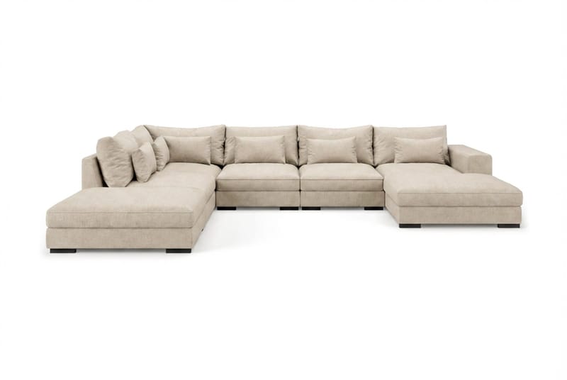 Dubai U-modulsoffa med Divan Höger Extra Djup i Chenille - Beige - Products - Möbler - Soffa - Modulsoffa - Komplett modulsoffa