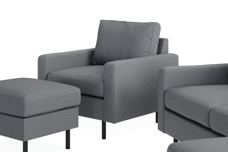 Peppe Soffgrupp 3-sits Vändbar L-formad Divansoffa + Fåtölj + Fotpall i Tyg - Ljusgrå - Products - Möbler - Soffa - Soffgrupp