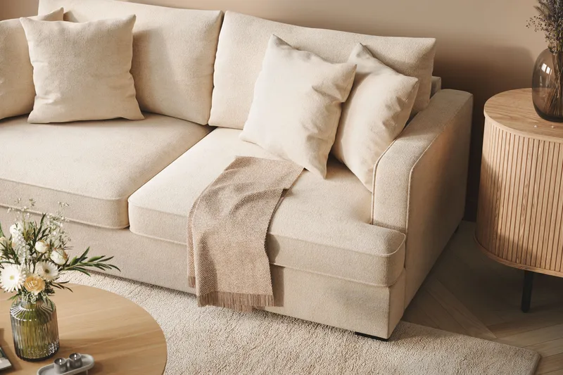 Rossita 3-sits Djup Soffa i Chenille - Beige - Products - Möbler - Soffa - 3 sits soffa