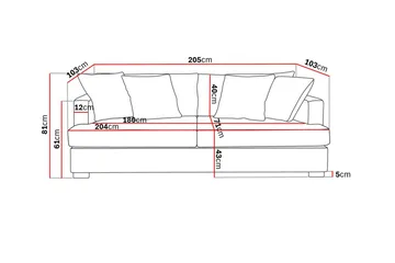 Rossita 3-sits Djup Soffa i Tyg - Brun - Products - Möbler - Soffa - 3 sits soffa