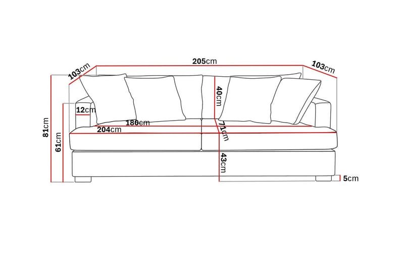 Rossita 3-sits Djup Soffa i Tyg - Brun - Products - Möbler - Soffa - 3 sits soffa