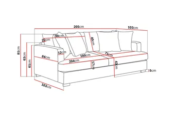 Rossita 3-sits Djup Soffa i Tyg - Brun - Products - Möbler - Soffa - 3 sits soffa