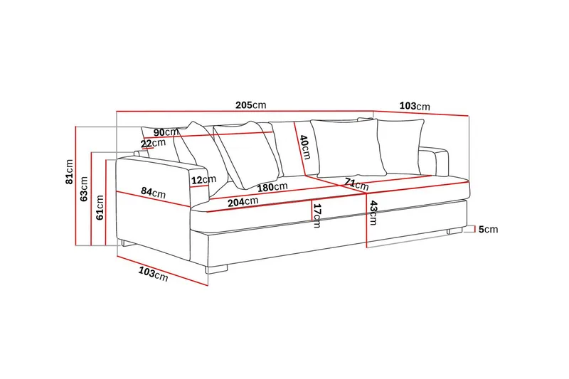 Rossita Djup 3-sits Sammetsoffa Hel dyna - Products - Möbler - Soffa - 3 sits soffa