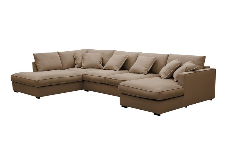 Rossita Lyx 5-sits Högervänd U-formad Extra djup Soffa med Divan och Schäslong i Manchester - Ljusbrun - Products - Möbler - Soffa - U-soffa
