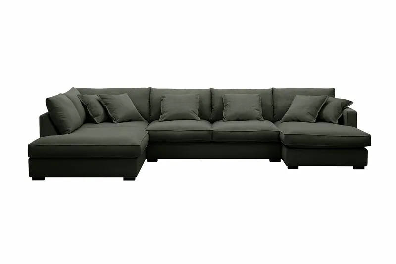 Rossita Lyx 5-sits Högervänd U-formad Extra djup Soffa med Divan och Schäslong i Manchester - Mörkgrön - Products - Möbler - Soffa - U-soffa