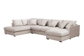 Rossita Lyx 5-sits Högervänd U-formad Extra djup Soffa med Divan och Schäslong i Sammet - Beige - Products - Möbler - Soffa - Sammetssoffa
