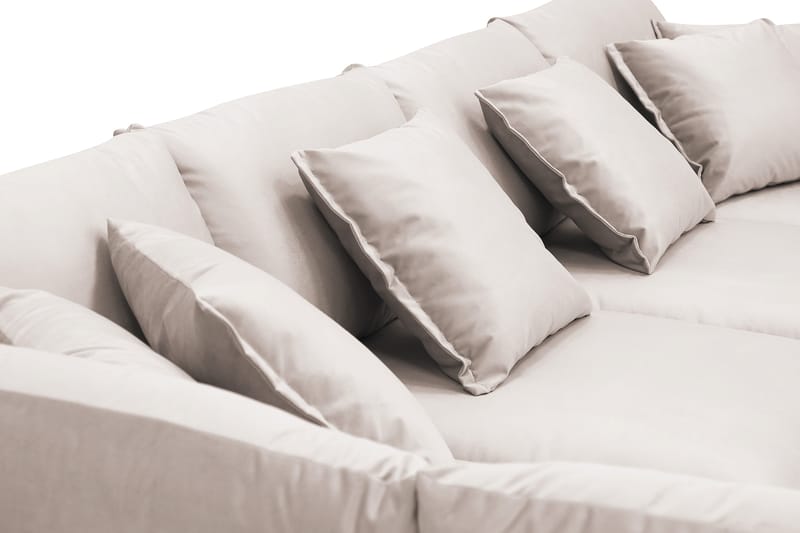 Rossita Lyx 5-sits Högervänd U-formad Extra djup Soffa med Divan och Schäslong i Sammet - Beige - Products - Möbler - Soffa - Sammetssoffa