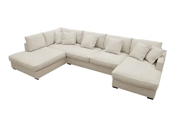 Rossita Lyx 5-sits Högervänd U-formad Extra djup Soffa med Divan och Schäslong i Tyg - Beige - Products - Möbler - Soffa - U-soffa