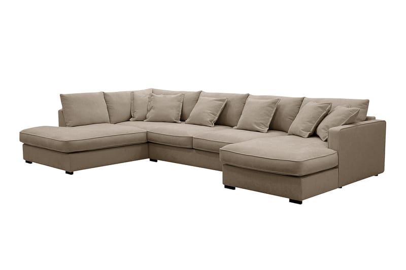 Rossita Lyx 5-sits Högervänd U-formad Extra djup Soffa med Divan och Schäslong i Tyg - Brun - Products - Möbler - Soffa - U-soffa