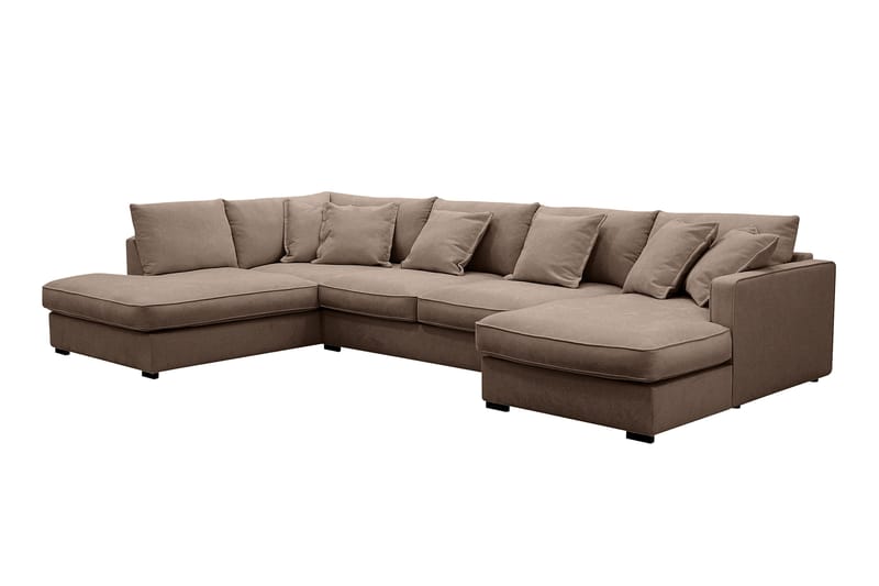 Rossita Lyx 5-sits Högervänd U-formad Extra djup Soffa med Divan och Schäslong i Tyg - Mörkbrun - Products - Möbler - Soffa - U-soffa