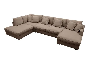 Rossita Lyx 5-sits Högervänd U-formad Extra djup Soffa med Divan och Schäslong i Tyg - Mörkbrun - Products - Möbler - Soffa - U-soffa