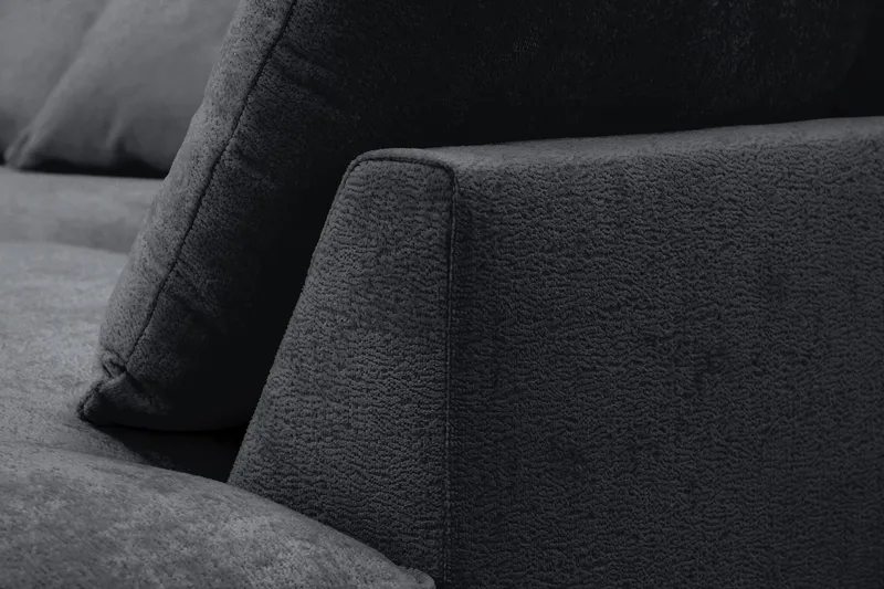Rossita Lyx 5-sits Vänstervänd U-formad Extra djup Soffa med Divan och Schäslong i Chenille - Svart - Products - Möbler - Soffa - U-soffa
