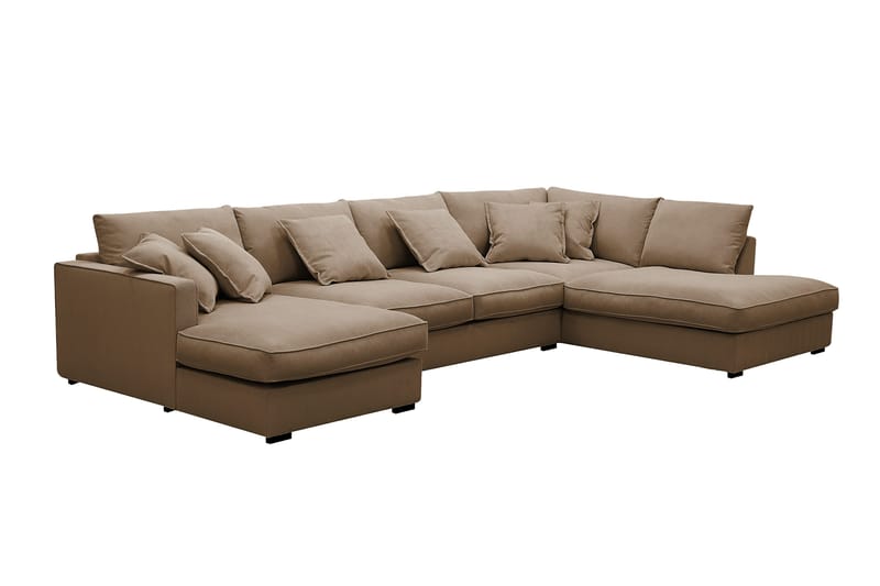 Rossita Lyx 5-sits Vänstervänd U-formad Extra djup Soffa med Divan och Schäslong i Manchester - Ljusbrun - Products - Möbler - Soffa - U-soffa