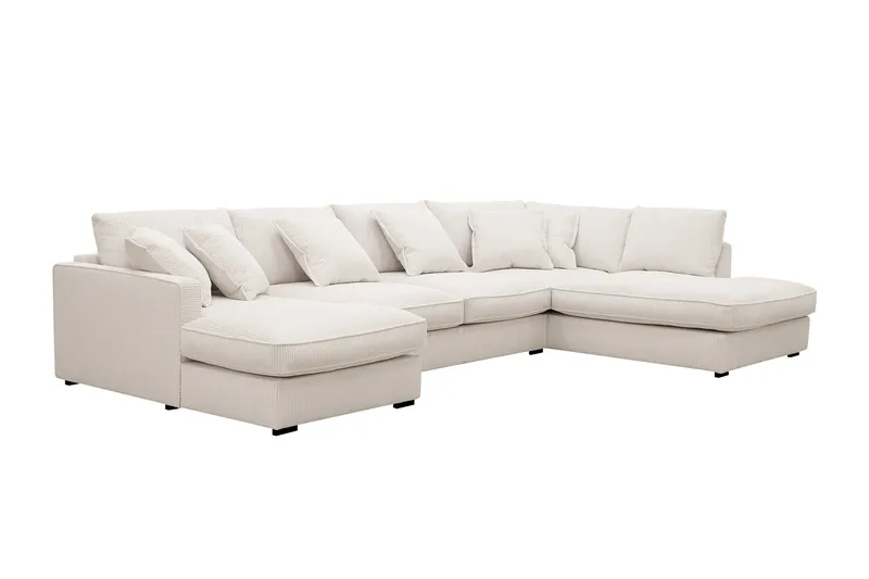 Rossita Lyx 5-sits Vänstervänd U-formad Extra djup Soffa med Divan och Schäslong i Manchester - Naturvit - Products - Möbler - Soffa - U-soffa