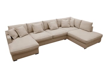 Rossita Lyx 5-sits Vänstervänd U-formad Extra djup Soffa med Divan och Schäslong i Tyg - Ljusbrun - Products - Möbler - Soffa - U-soffa