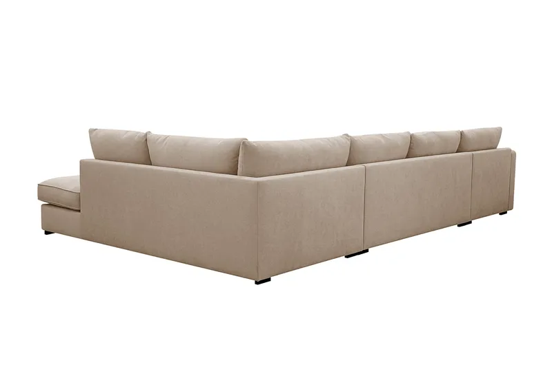 Rossita Lyx 5-sits Vänstervänd U-formad Extra djup Soffa med Divan och Schäslong i Tyg - Ljusbrun - Products - Möbler - Soffa - U-soffa