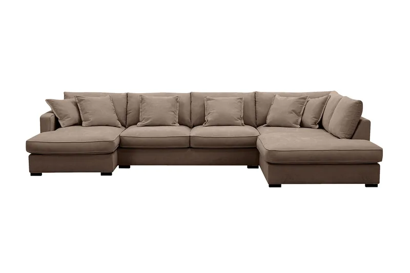 Rossita Lyx 5-sits Vänstervänd U-formad Extra djup Soffa med Divan och Schäslong i Tyg - Mörkbrun - Products - Möbler - Soffa - U-soffa