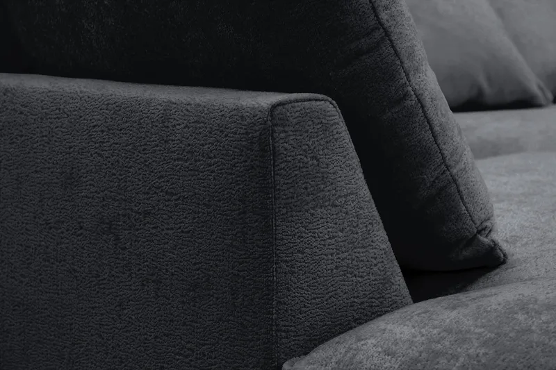 Rossita Lyx 6-sits Högervänd U-formad Extra djup Soffa med Divan och Schäslong i Chenille - Svart - Products - Möbler - Soffa - U-soffa