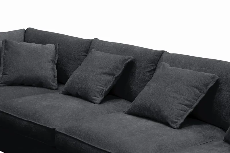 Rossita Lyx 6-sits Högervänd U-formad Extra djup Soffa med Divan och Schäslong i Chenille - Svart - Products - Möbler - Soffa - U-soffa