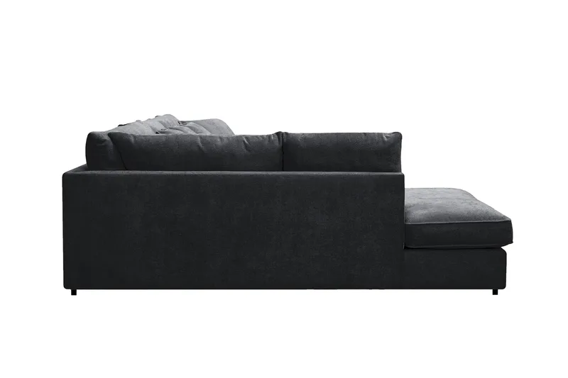 Rossita Lyx 6-sits Högervänd U-formad Extra djup Soffa med Divan och Schäslong i Chenille - Svart - Products - Möbler - Soffa - U-soffa