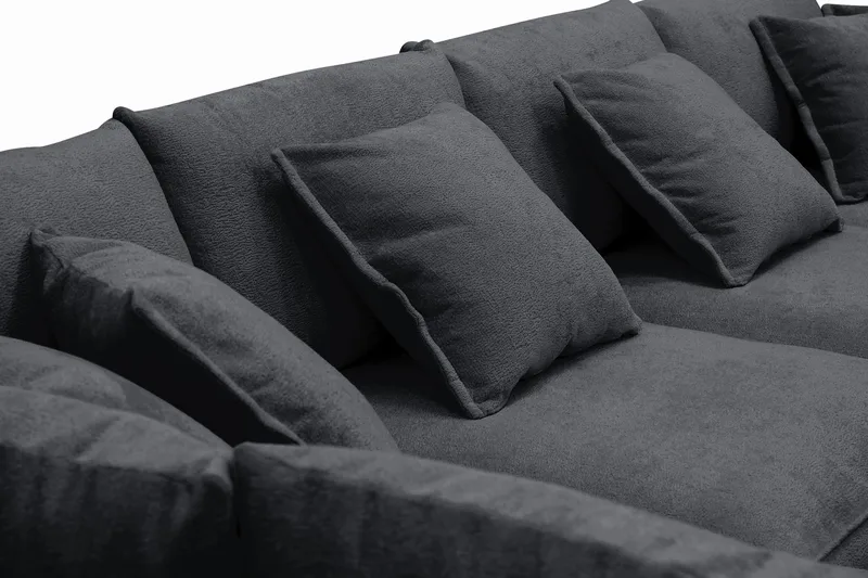 Rossita Lyx 6-sits Högervänd U-formad Extra djup Soffa med Divan och Schäslong i Chenille - Svart - Products - Möbler - Soffa - U-soffa
