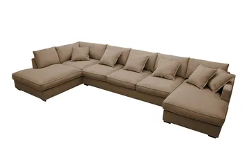 Rossita Lyx 6-sits Högervänd U-formad Extra djup Soffa med Divan och Schäslong i Manchester - Ljusbrun - Products - Möbler - Soffa - U-soffa