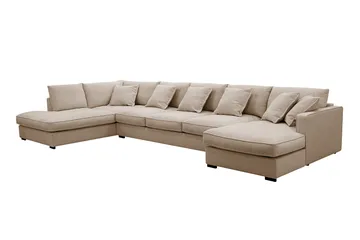 Rossita Lyx 6-sits Högervänd U-formad Extra djup Soffa med Divan och Schäslong i Tyg - Ljusbrun - Products - Möbler - Soffa - U-soffa