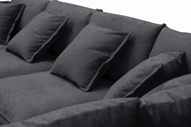 Rossita Lyx 6-sits Vänstervänd U-formad Extra djup Soffa med Divan och Schäslong i Chenille - Svart - Products - Möbler - Soffa - U-soffa