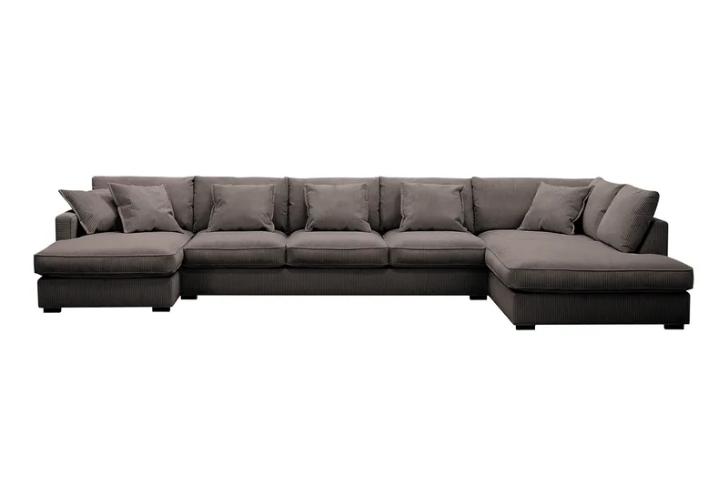 Rossita Lyx 6-sits Vänstervänd U-formad Extra djup Soffa med Divan och Schäslong i Manchester - Brun - Products - Möbler - Soffa - U-soffa