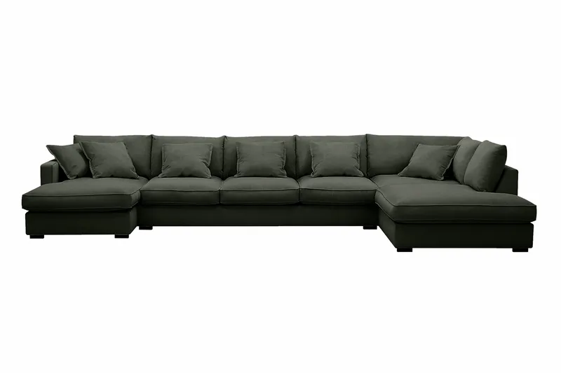 Rossita Lyx 6-sits Vänstervänd U-formad Extra djup Soffa med Divan och Schäslong i Manchester - Mörkgrön - Products - Möbler - Soffa - U-soffa