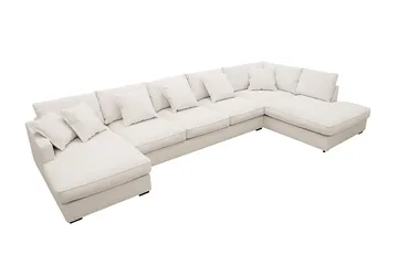 Rossita Lyx 6-sits Vänstervänd U-formad Extra djup Soffa med Divan och Schäslong i Manchester - Naturvit - Products - Möbler - Soffa - U-soffa