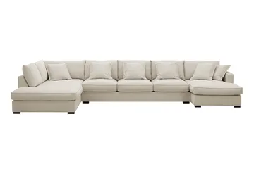 Rossita Lyx 6-sits Vänstervänd U-formad Extra djup Soffa med Divan och Schäslong i Tyg, Beige
