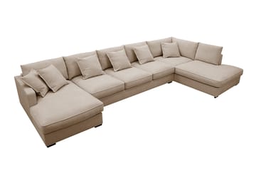 Rossita Lyx 6-sits Vänstervänd U-formad Extra djup Soffa med Divan och Schäslong i Tyg - Ljusbrun - Products - Möbler - Soffa - U-soffa